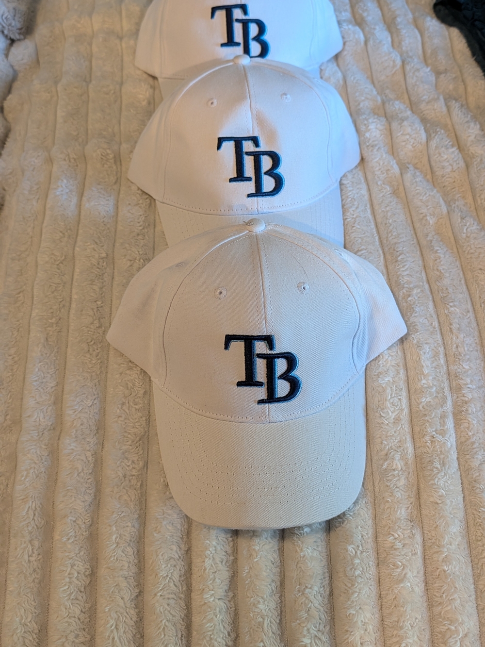 Set Of 3 - White Hat with Navy Tampa Bay "TB"  Logo (Unworn)